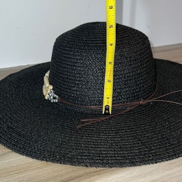 Magid Hats Go Ahead And Do Glam Straw Wide Brim Hat Black With Beads main image 5